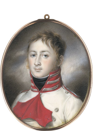 Lot 6881, Auction  112, Deutsch, um 1810. Bildnis eines Kapitäns des Ersten Dragonerregiments der Königlich Bayerischen Armee, in weißer Uniform mit roten Aufschlägen und Kragen