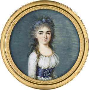 Lot 6884, Auction  112, Mont-Viol, Chevalier de, Junge Frau mit breitem, violettem Gürtelband
