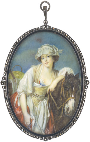 Lot 6915, Auction  112, Greuze, Jean-Baptiste - nach, frühes 20. Jh. "La laitière": Bildnis eines Mädchens mit Milchkrug und Pferd