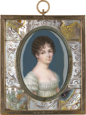 Lot 6923, Auction  112, Deutsch, Ende 19. Jh. Bildnis einer jungen Frau in hellgrünem Empirekleid