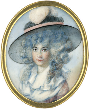 Lot 6924, Auction  112, Englisch, spätes 19. Jh. . Bildnis einer jungen Frau genannt Lady Clare, mit großem Hut
