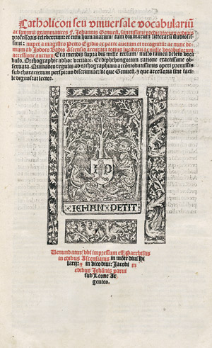 Lot 1043, Auction  113, Balbus, Johannes, Catholicon seu universale vocabularium