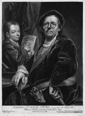 Lot 5376, Auction  113, Vogel, Bernhard, Bildnis des Malers Johann Kupetzky mit seinem Sohn am Spinett