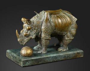 Lot 6366, Auction  113, Dalí, Salvador, "Rhinocéros habillé en dentelles", Rhinozeros mit goldenem Seeigel