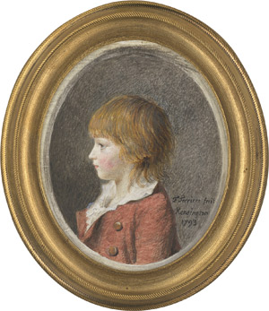 Lot 6523, Auction  113, Ferrière, François, Profilbildnis des Etienne Vieusseux (1783-1860), als Kind, in hellroter Jacke mit offenem weißem Hemdkragen, Kensington 1793