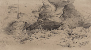 Lot 6815, Auction  113, Müller, Leopold Carl, Ansichten aus dem Berchtesgadener Land: Felsvorspung in Ramsau; Felsen am Ufer des Hintersees.