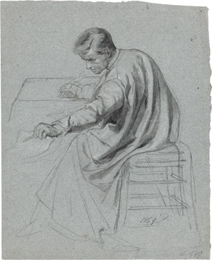 Lot 6854, Auction  113, Werner, Anton von, Kostümstudie: Schreiber bei der Arbeit