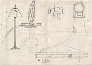 Lot 6870, Auction  113, Hoffmann, Josef, Entwürfe für eine Stehlampe; Entwürfe für eine Anrichte 