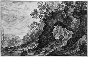 Lot 5134, Auction  114, Major, Isaak, Felsenlandschaft mit kleinem Hang und einem Wasserfall 