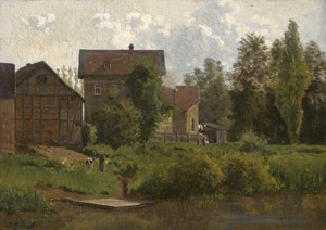 Lot 6105, Auction  114, Andorff, Paul, Sommerliche Landschaft mit Gehöft an einem Fließ