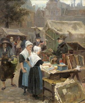 Lot 6166, Auction  114, Niederländisch, 19. Jh. Der Antiquar auf einem holländischen Markt