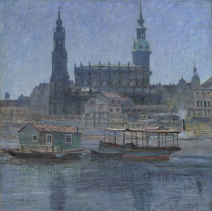 Lot 6193, Auction  114, Mackowsky, Siegfried, Blaue Nacht über Dresden: Blick auf die Hofkirche und das alte Italienische Dörfchen