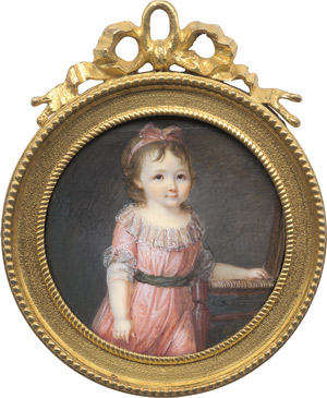 Lot 6417, Auction  114, Dubourg, Augustin, Bildnis eines kleinen Mädchens in rosa Kleid mit rosa Schleife in Haar