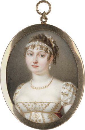 Lot 6436, Auction  114, Augustin, Jean-Baptiste Jacques, Bildnis der Prinzessin Katharina von Württemberg, Königin von Westphalen, mit reichem Perlenschmuck