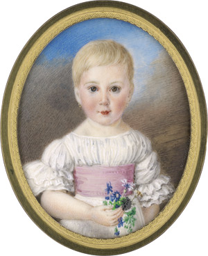 Lot 6469, Auction  114, Ferstler, Heinrich, Kinderbildnis der kleinen Clara (geb. 1835), einen Blumenstrauss haltend