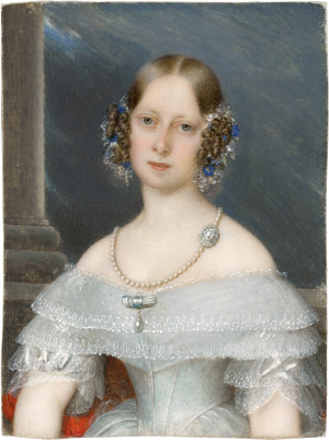 Lot 6473, Auction  114, Holder, Johann Michael, Bildnis der Prinzessin Marie von Württemberg, späterer Gräfin Neipperg, mit reichem Perlenschmuck, vor Säule