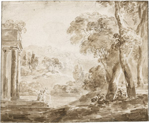 Lot 6610, Auction  114, Oeser, Adam Friedrich, Wäscherinnen vor einem Tempel in der Landschaft