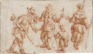 Lot 6810, Auction  114, Droogsloot, Cornelis, Studienblatt mit drei Pilgern und einem Knaben