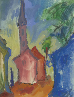 Lot 7126, Auction  114, Berlit, Rüdiger, Rote Kirche; Landschaft