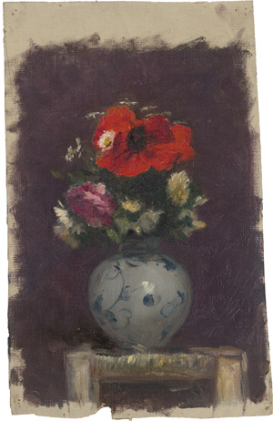 Lot 8181, Auction  114, Libert, Betzy Marie Petrea, Graublaue Steinvase mit rotem Mohn