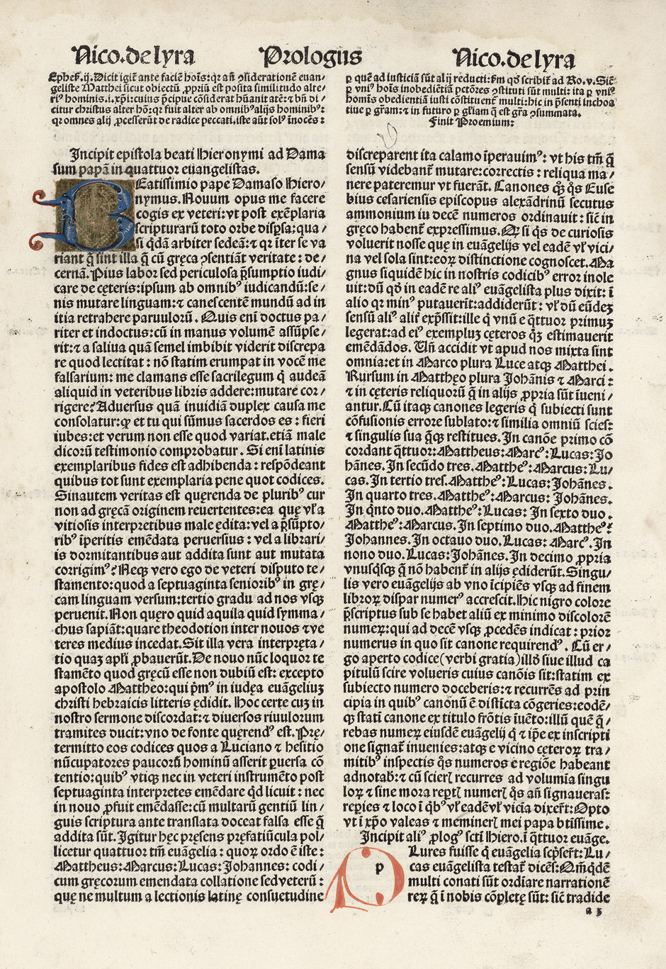 Lot 1072, Auction  115, Biblia latina und Lyra, Nicolaus de, (Quinta) pars huius operis in se continens glosam ordinariam cu expositioe lyre 