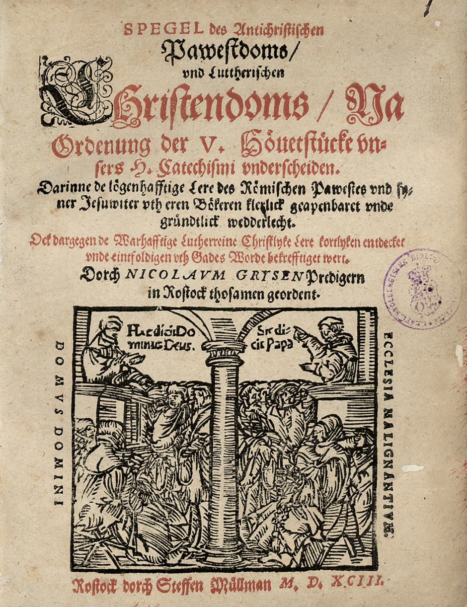 Lot 1119, Auction  115, Gryse, Nicolaus, Spegel des Antichristlichen. Rostock 1593