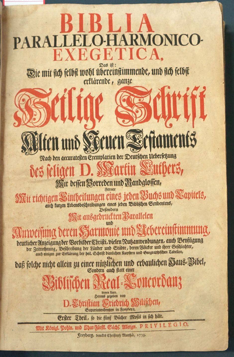 Lot 1232, Auction  115, Biblia germanica, Biblia parallelo-harmonico-exegetica