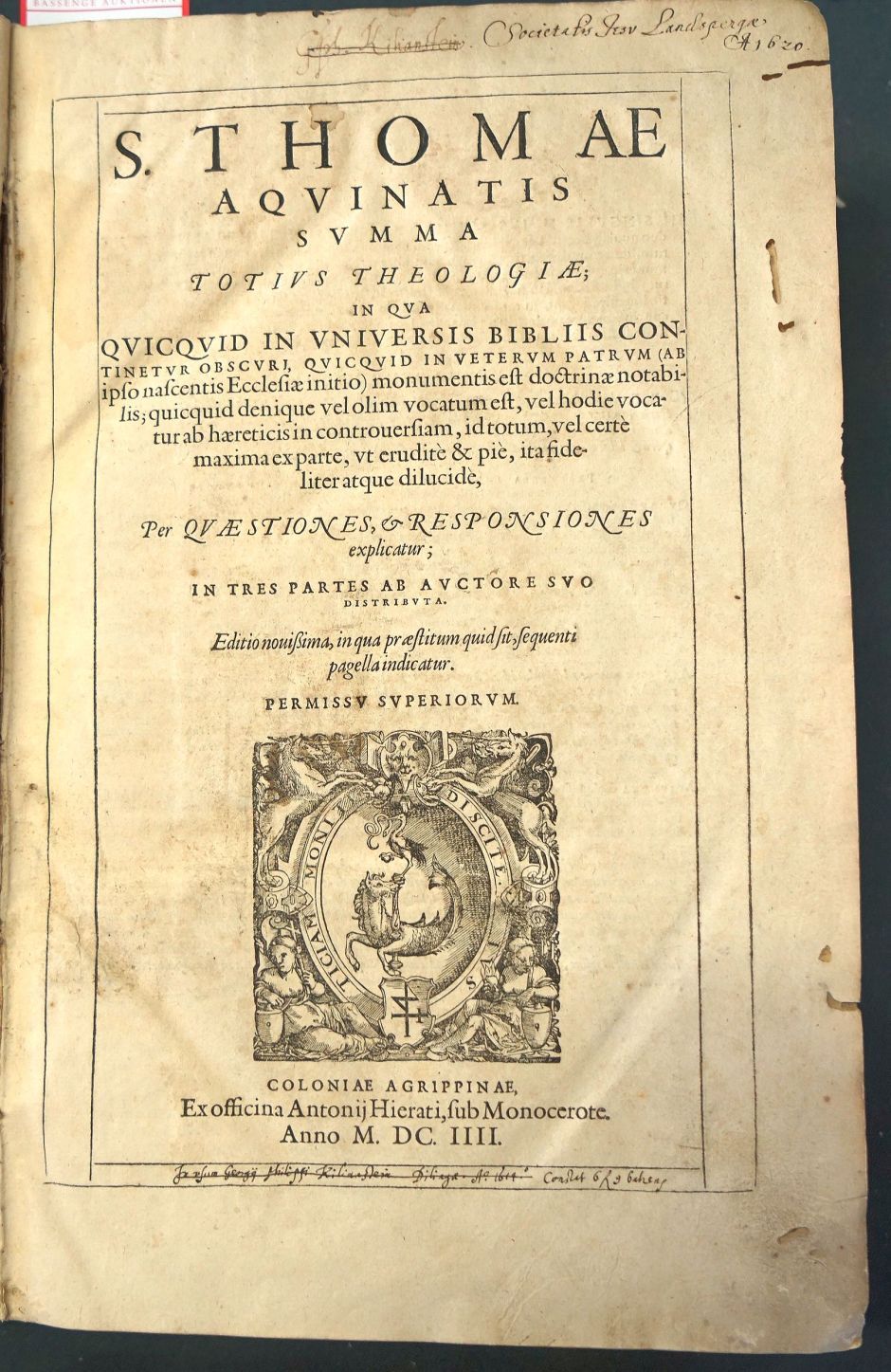 Lot 1337, Auction  115, Thomas von Aquin, Summa totius Theologiae