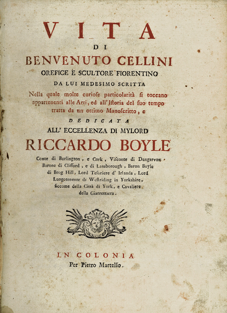 Lot 1352, Auction  115, Cellini, Benvenuto, Vita di Benvenuto Cellini (Nachdruck)