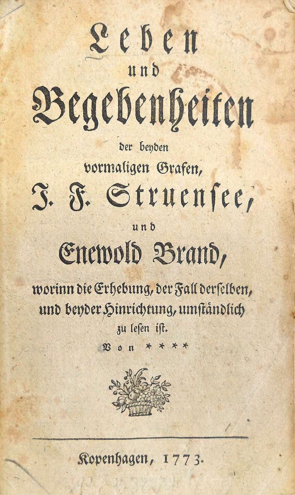 Lot 2038, Auction  115, Falkenskjold, Seneca Otto, Authentische und höchstmerkwürdige Aufklärungen über die Geschichte der Grafen Struensee und Brandt