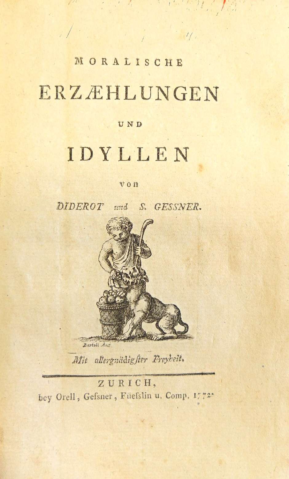 Lot 2062, Auction  115, Gessner, Salomon und Diderot, Denis, Moralische Erzählungen und Idyllen