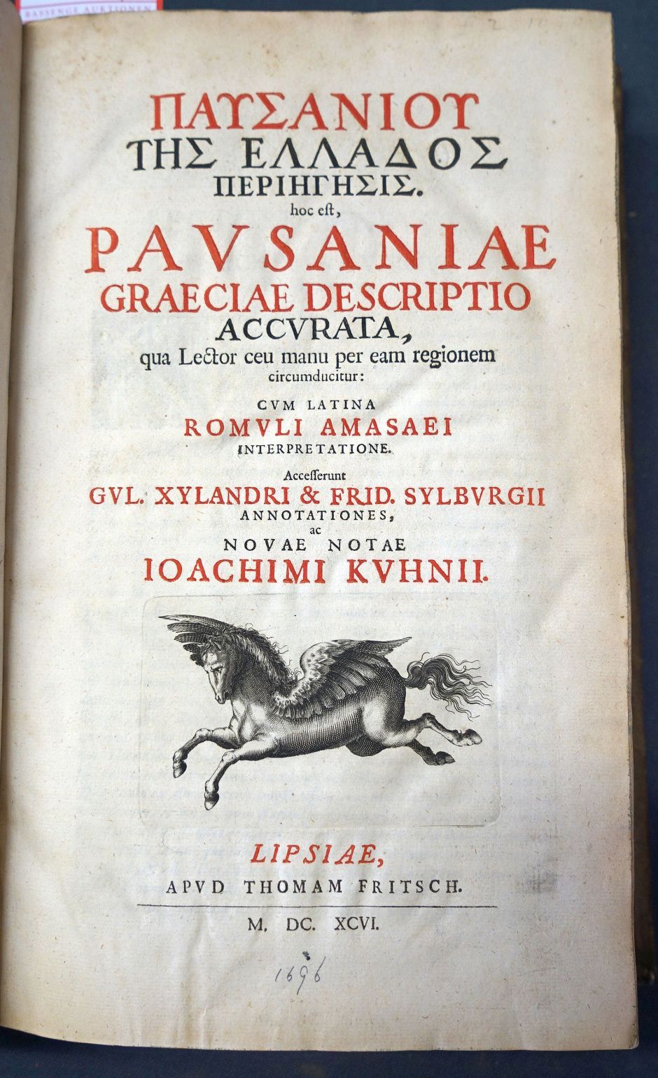 Lot 2131, Auction  115, Pausanias, Tis Ellados periigisis (graece). Graeciae descriptio 