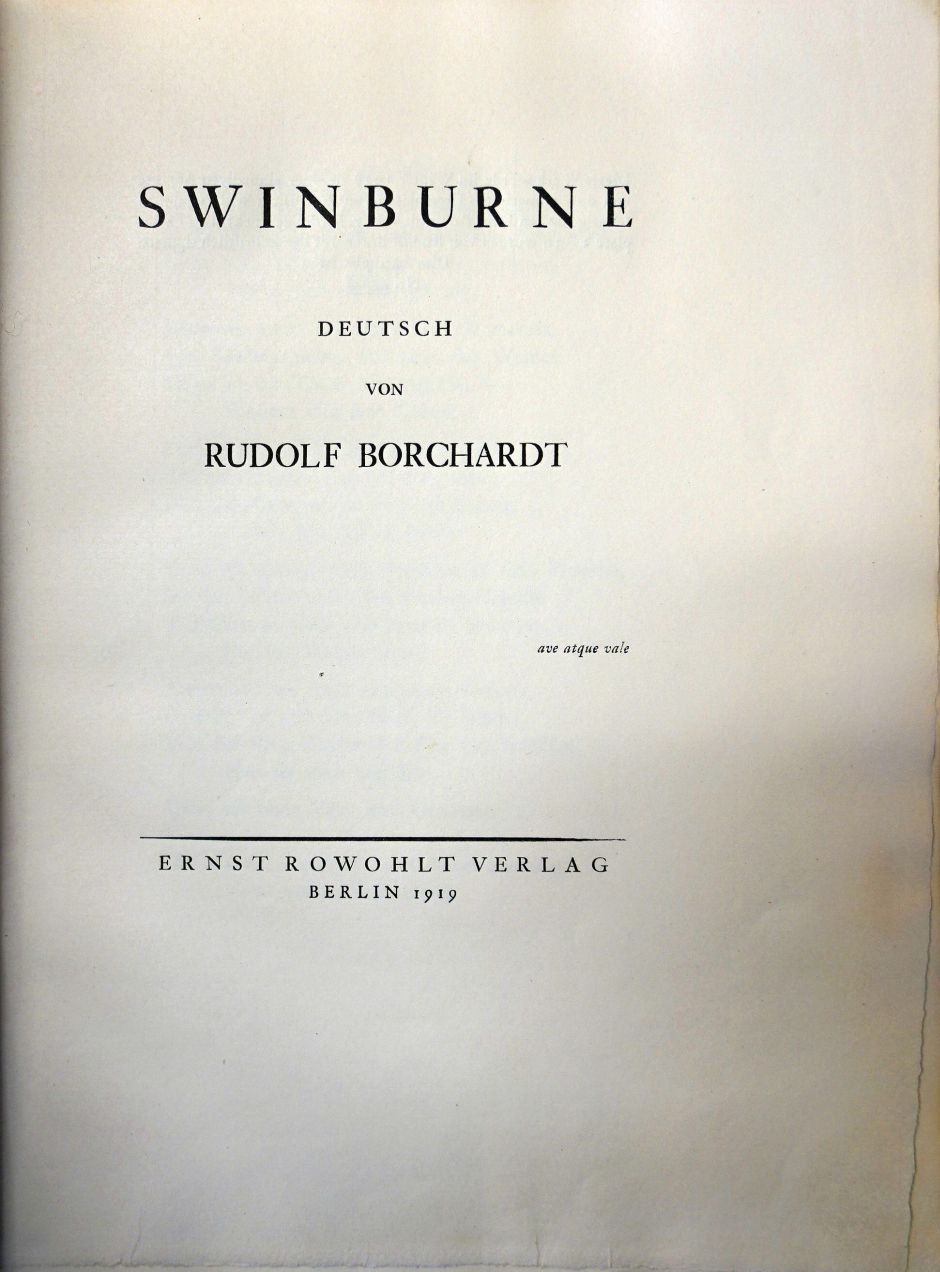 Lot 3025, Auction  115, Borchardt, Rudolf, Swinburne