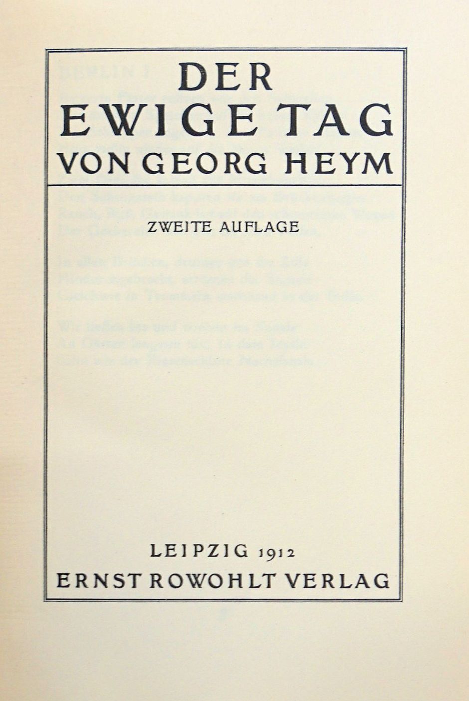 Lot 3196, Auction  115, Heym, Georg, Ewige Tag