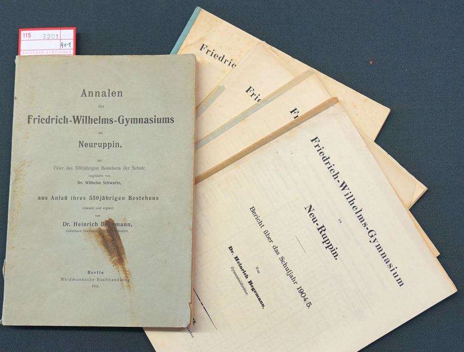 Lot 3201, Auction  115, Begemann, Heinrich und Heym, Georg, Friedrich-Wilhelms-Gymnasium zu Neuruppin