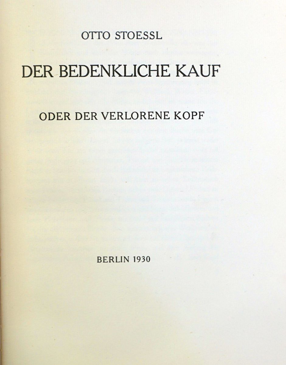 Lot 3267, Auction  115, Stoessl, Otto und Kubin, Alfred - Illustr., Der bedenkliche Kauf