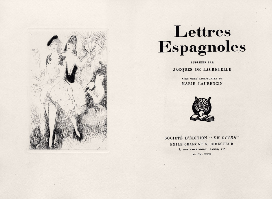 Lot 3275, Auction  115, Lacretelle, Jacques de und Laurencin, Marie - Illustr., Lettres espagnoles