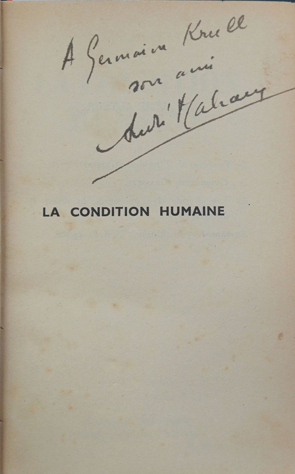 Lot 3296, Auction  115, Malraux, André, La condition humaine