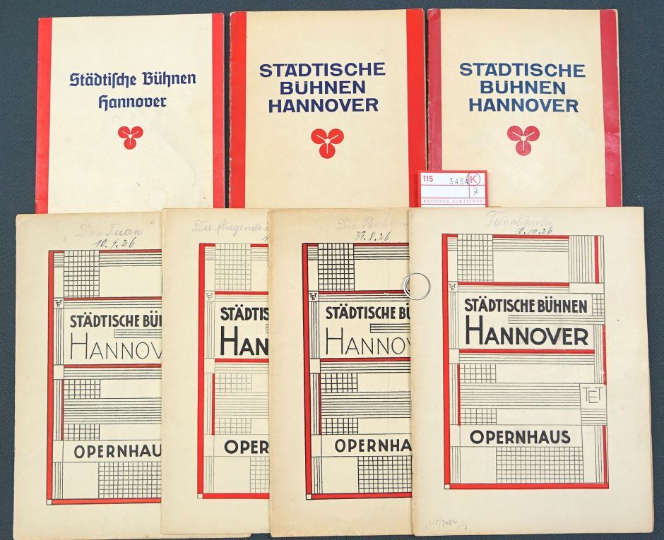 Lot 3484, Auction  115, Bahlsen, Hannover und Schwitters, Kurt, TET-Werbung der Firma Bahlsen auf 7 Heften der Städtischen Bühnen Hannover