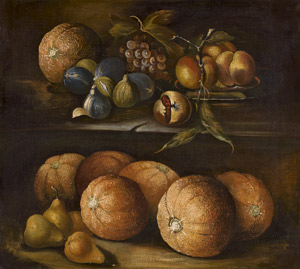 Lot 6001, Auction  115, Spanisch, 17. Jh. Stillleben mit Feigen, Melonen und Granatäpfeln