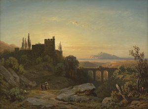Lot 6036, Auction  115, Seidel, August, Südliche Landschaft mit einer Burg im Abendlicht