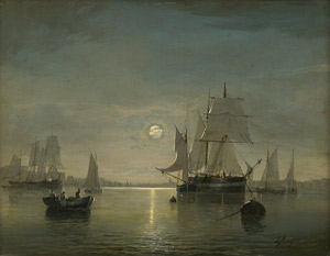 Lot 6055, Auction  115, Meijer, Louis Johan Hendrik - zugeschrieben, Hafen mit Segelschiffen im Mondschein