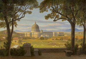 Lot 6078, Auction  115, Ahlborn, August Wilhelm Julius, Blick von der Villa Doria Pamphili auf den Petersdom in Rom