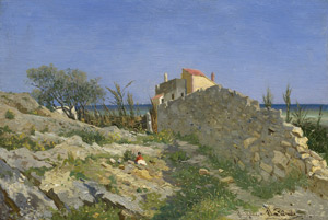 Lot 6095, Auction  115, Riedmüller, Franz Xaver von, Strandhaus bei Bordighera an der italienischen Riviera