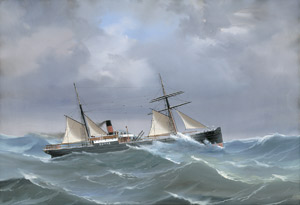 Lot 6117, Auction  115, Dänisch, Um 1880. Schiffsportrait des dänischen Segeldampfers "Kursk"