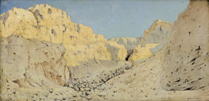 Lot 6298, Auction  115, Fuchs, Richard, Felsige Wüstenlandschaft im lybischen Fessan 