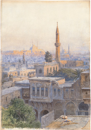 Lot 6302, Auction  115, Fischer, Ludwig Hans, Blick über Kairo mit der Alabastermoschee