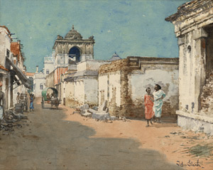 Lot 6331, Auction  115, Gleich, John, Straßenszene in Madurai im südindischen Tamil Nadu