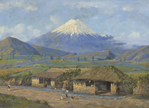 Lot 6369, Auction  115, Moncayo, Emilio, Blick auf den schneebedeckten Vulkan Cotopaxi in Ecuador