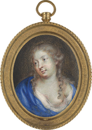 Lot 6467, Auction  115, Französisch, um 1660/1680. Bildnis eines Mädchens in blauem Umhang über verrutschtes Hemd